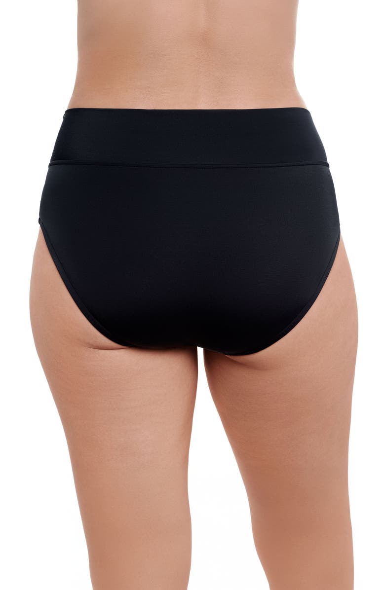 Trimshaper Wide Waistband Yoke-Top Control Swim Brief, Alternate, color, Black