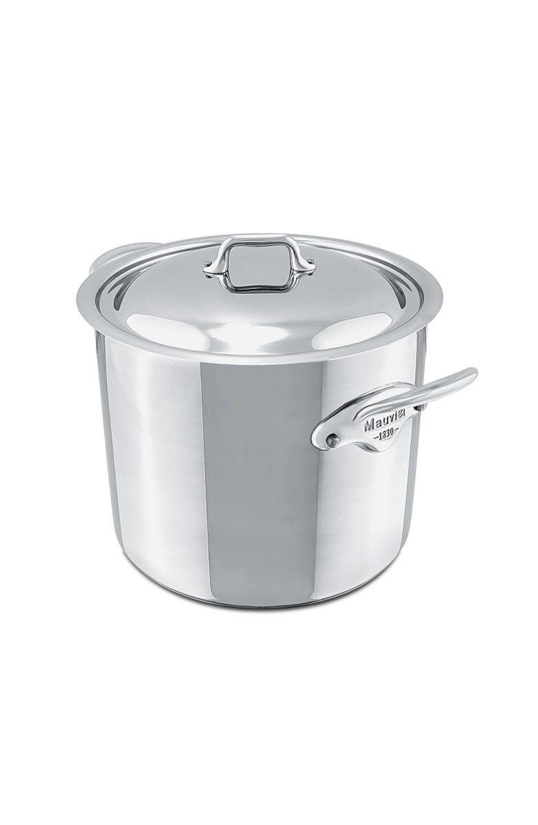 Mauviel M'Cook 9.1 qt. Ferritic Steel Magnetic Stock Pot with Lid, Alternate, color, Silver