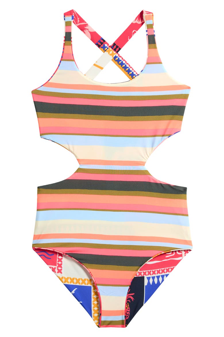 Kids' Paradis Postals Aurorally One-Piece Swimsuit, Alternate, color, BLUE