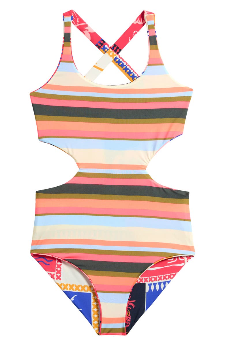 Maaji Kids' Paradis Postals Aurorally One-Piece Swimsuit, Alternate, color, Blue