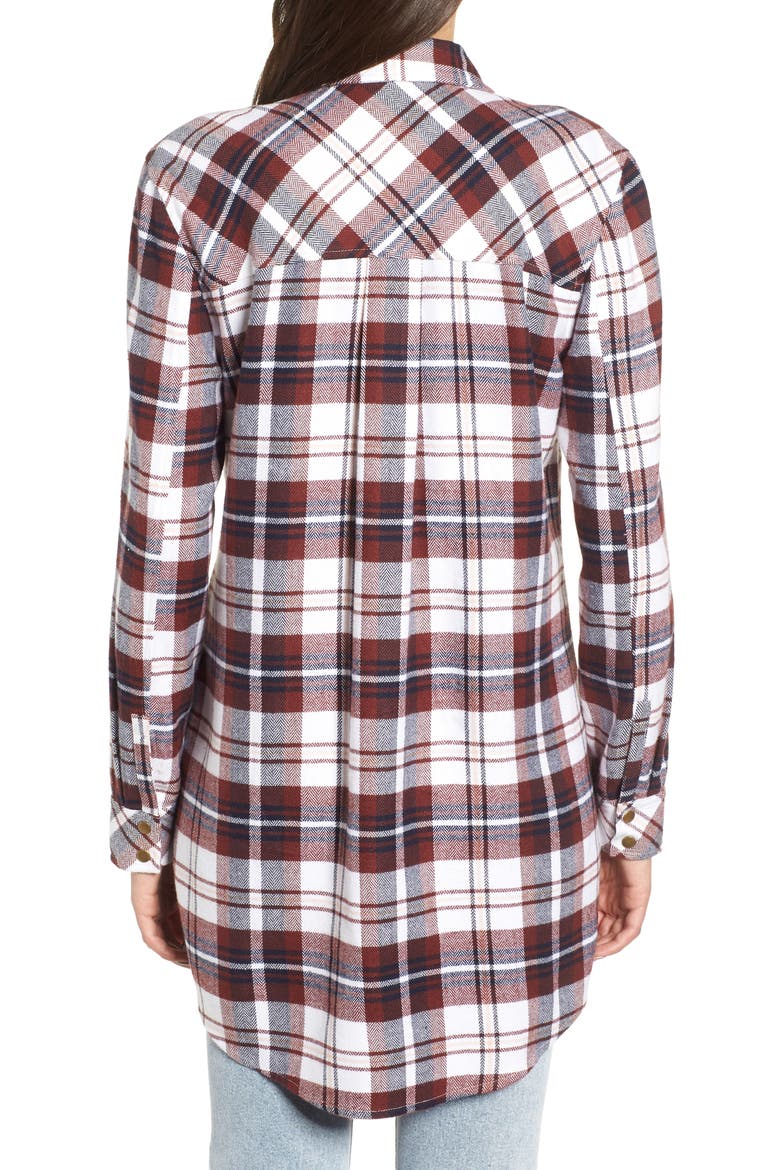 Plaid Flannel Tunic, Alternate, color, IVORY CAMEL PLAID