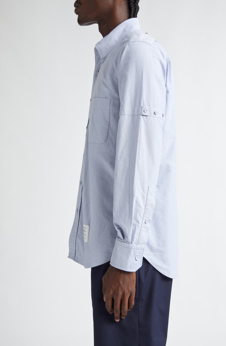 Thom Browne Straight Fit Cotton Oxford Button-Down Shirt, Alternate, color, Light Blue
