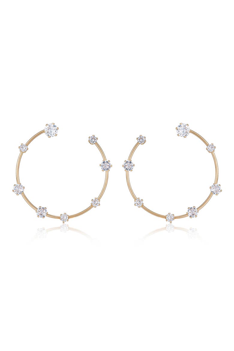Large Cubic Zirconia Hoop Earrings, Main, color, GOLD