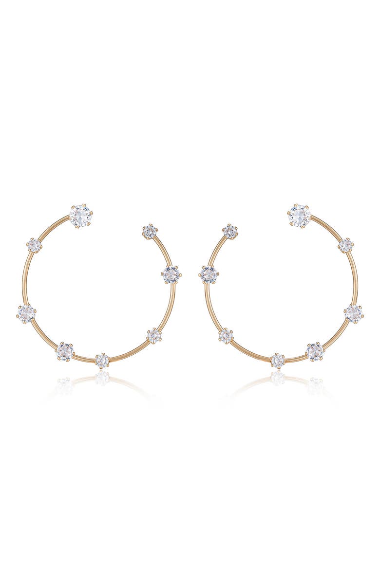 Ettika Large Cubic Zirconia Hoop Earrings, Main, color, Gold