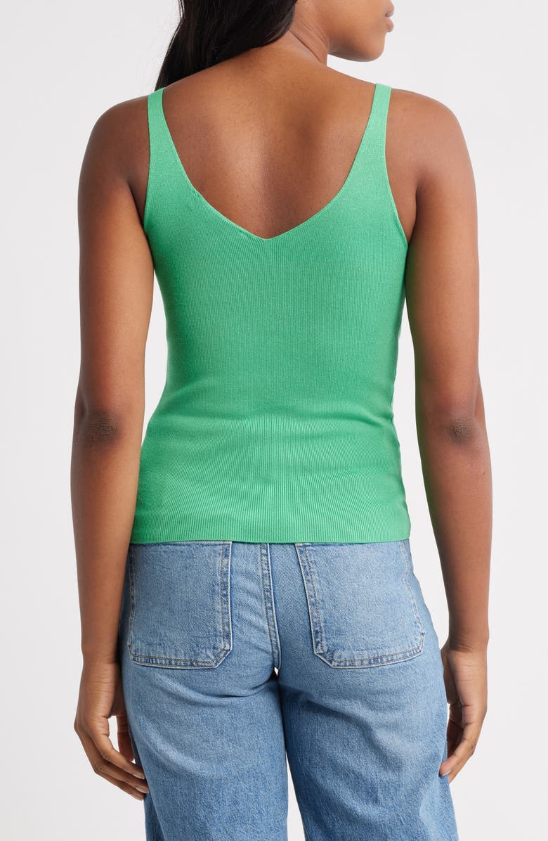 MANGO Gymnastic Rib Knit Tank, Alternate, color, Green