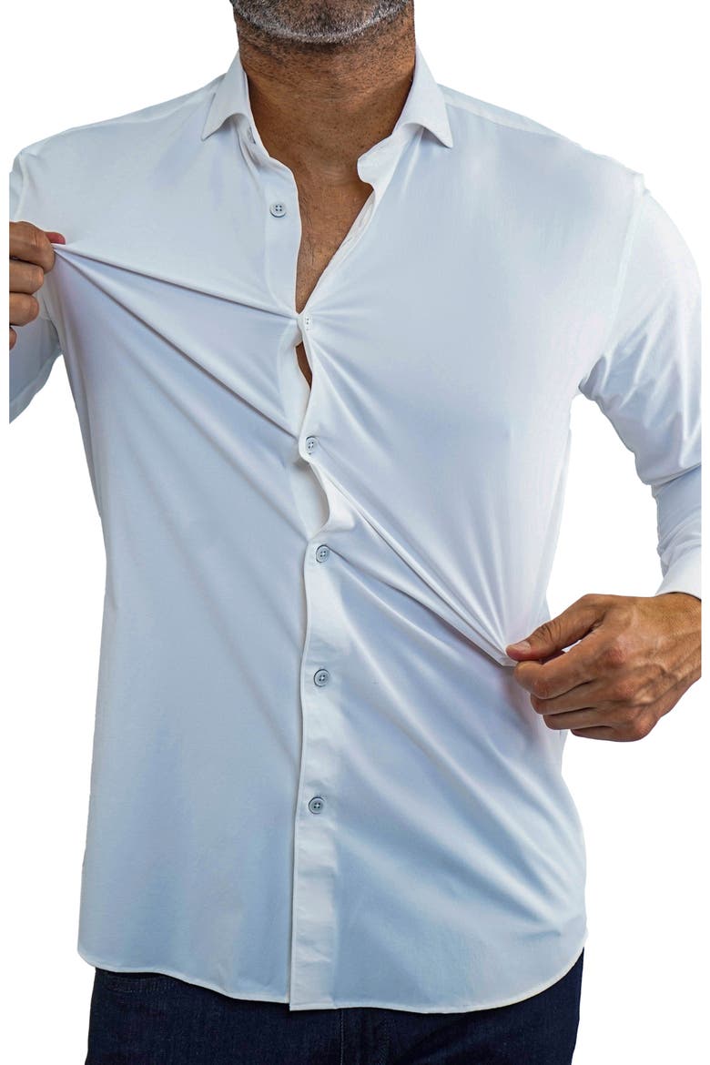 Einstein Contemporary Fit Stretch Button-Up Shirt, Alternate, color, WHITE
