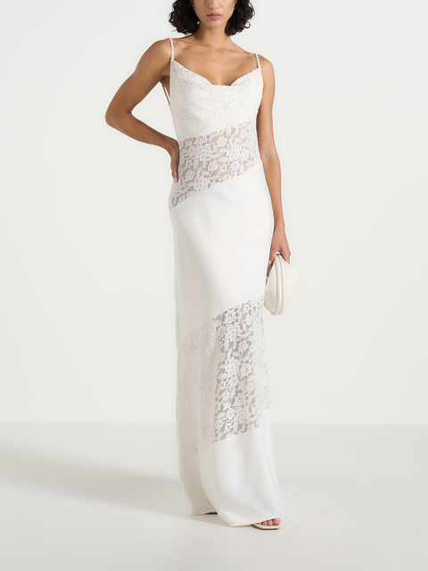 Naya Asymmetric Lace Maxi Dress
