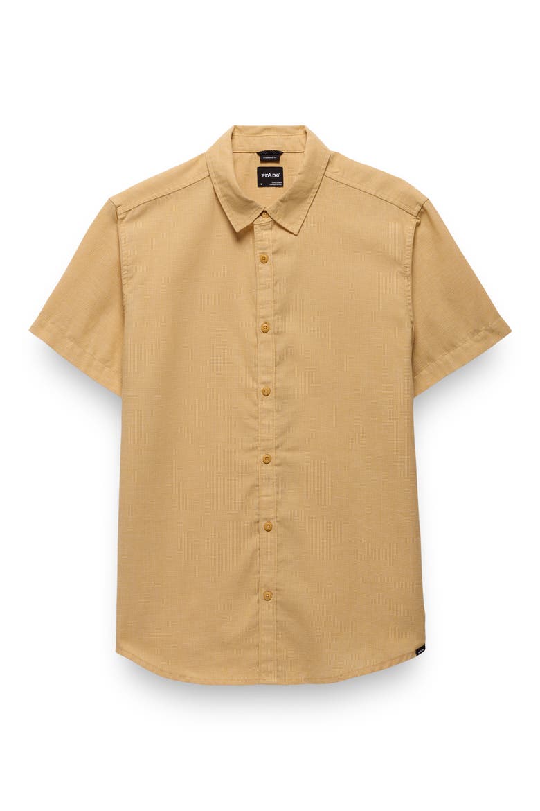 Lindores Hemp Blend Short Sleeve Button-Up Shirt, Alternate, color, POLLEN