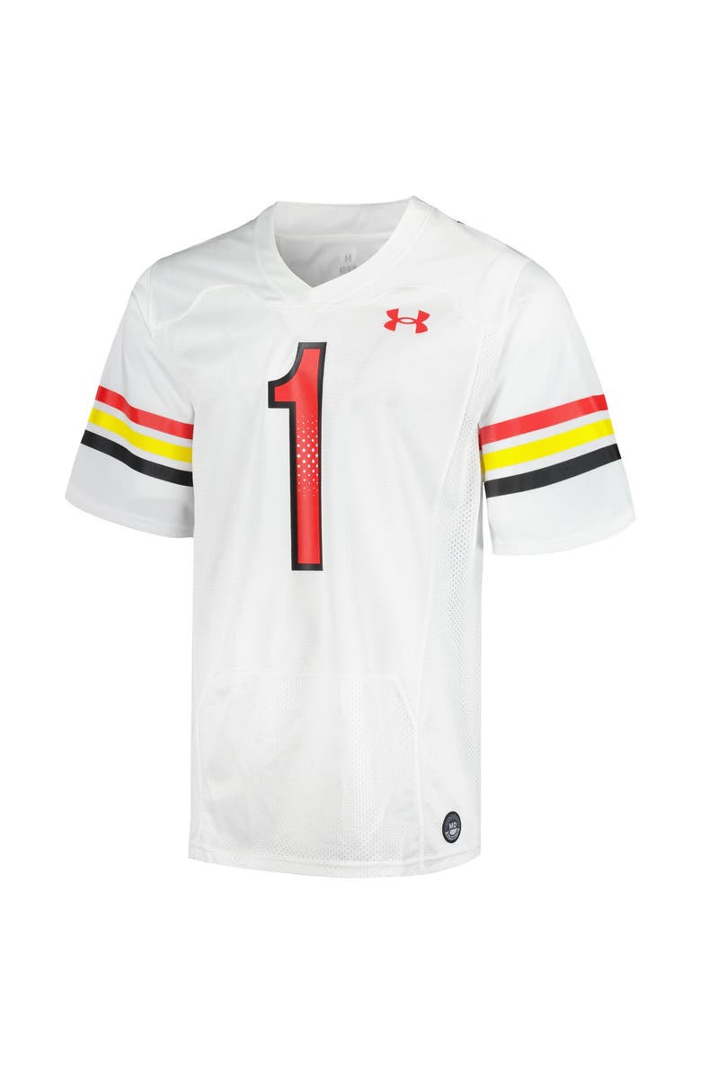 Under Armour Men's Under Armour #1 White Maryland Terrapins Replica Football Jersey, Alternate, color, White