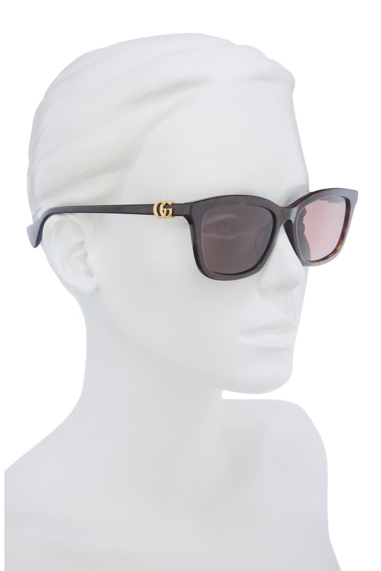 55mm Rectangle Sunglasses, Alternate, color, HAVANA HAVANA BROWN