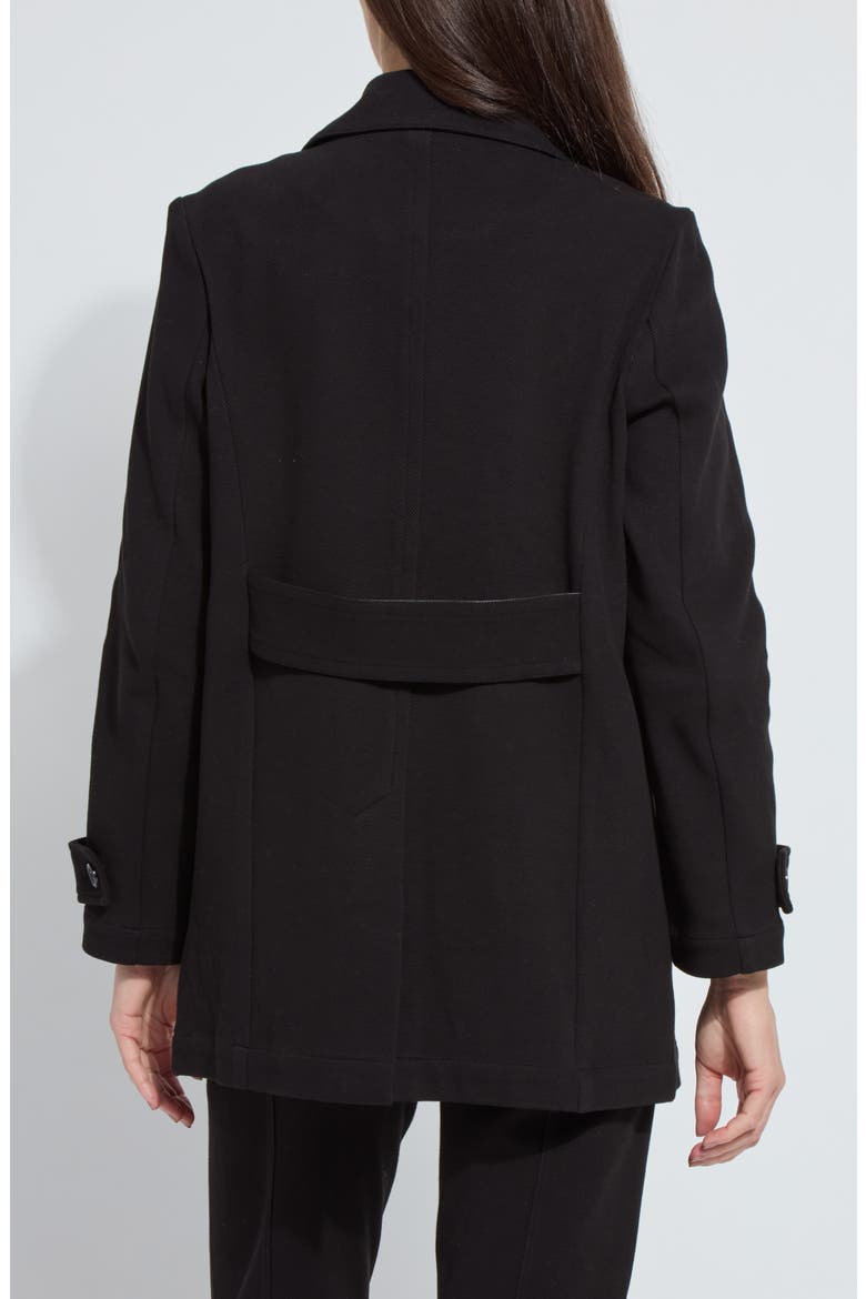 Alma Calvary Stretch Cotton Twill Peacoat, Alternate, color, BLACK