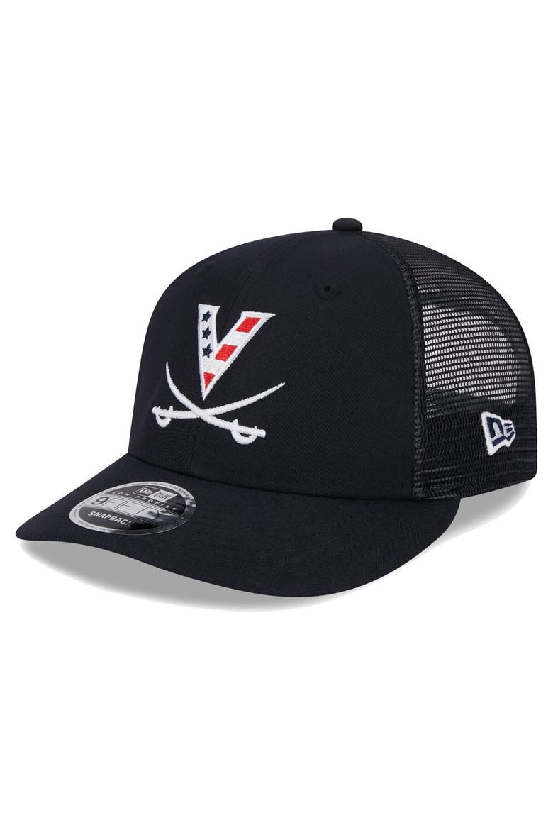 Men's New Era Navy Virginia Cavaliers Red, White & Hoo Low Profile Trucker 9FIFTY Adjustable Hat, Alternate, color, Navy