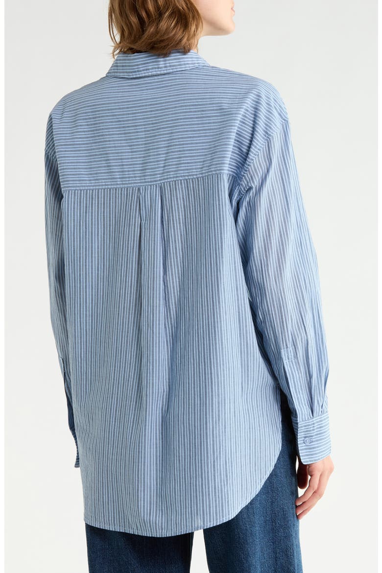 Stripe Cotton Poplin Button-Up Shirt, Alternate, color, BLUE- NAVY TANA STP