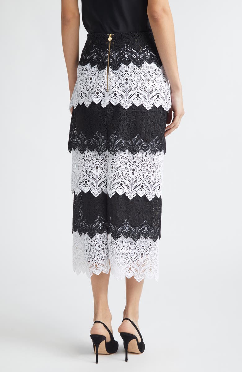 Carolina Herrera Layered Lace Pencil Skirt, Alternate, color, Black/ White