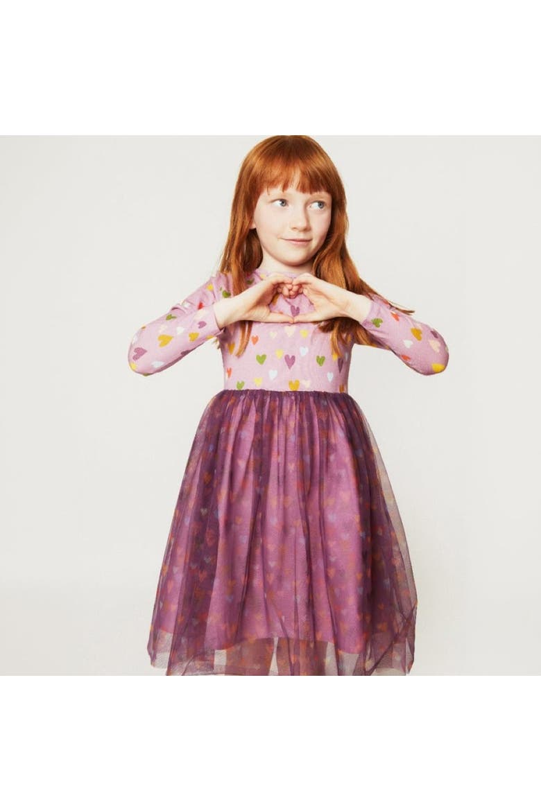 Mini Hearts Tulle Dress, Alternate, color, Orchid Haze/Multi