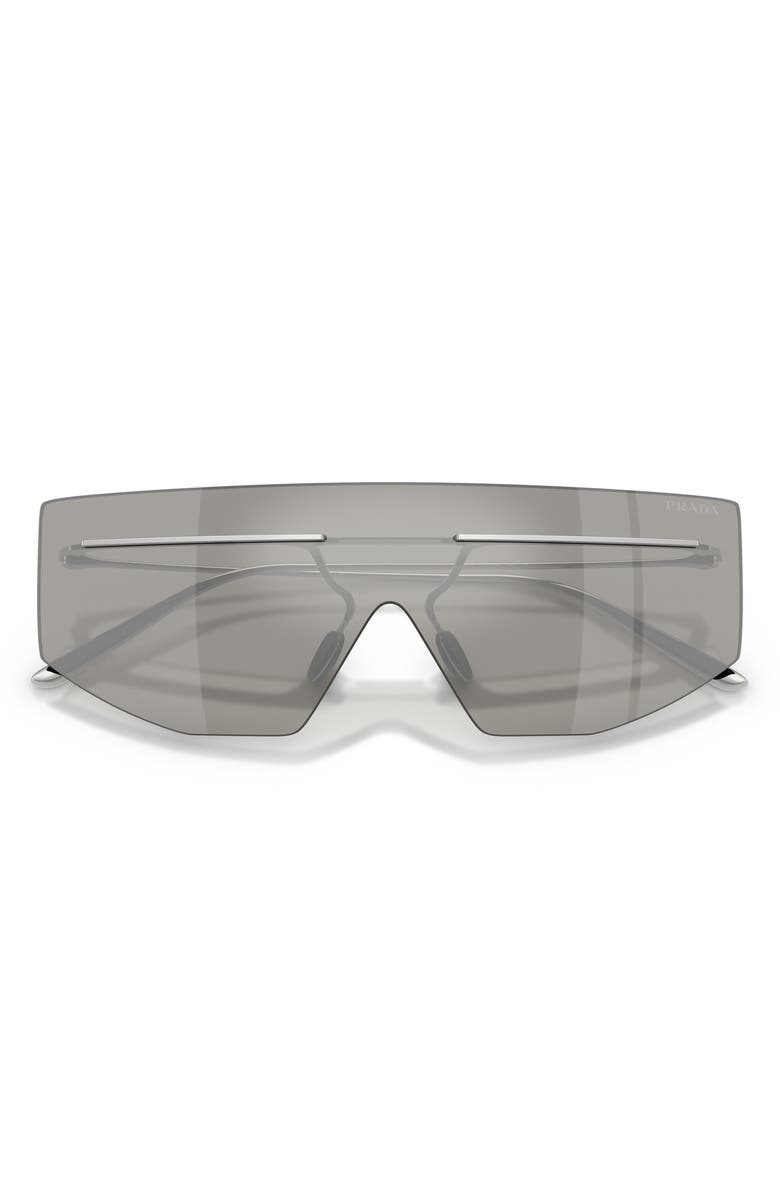 Prada 140mm Shield Sunglasses, Alternate, color, Silver/ Light Grey Silver