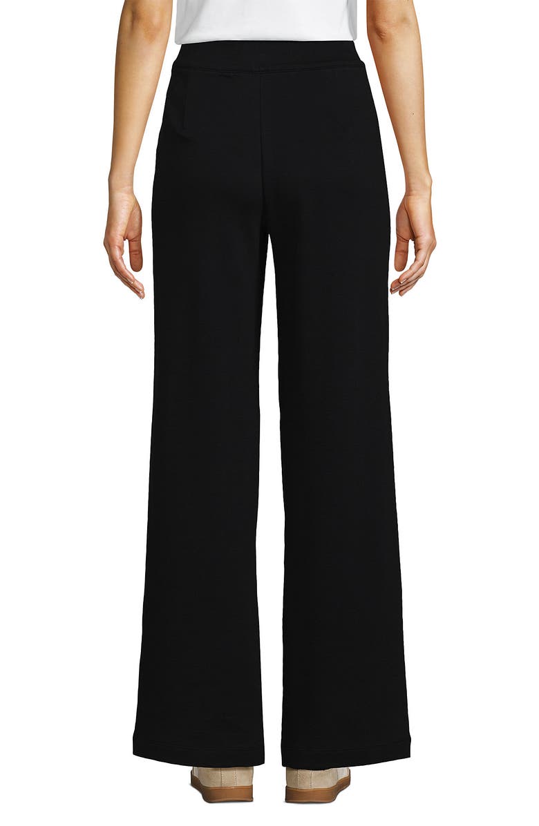 Lands' End Knit High Rise Pleated Wide Leg Pants, Alternate, color, Black
