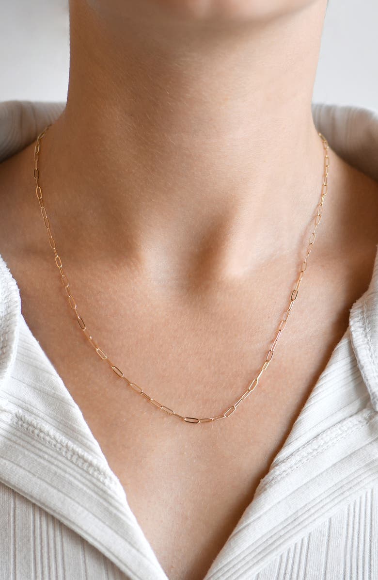 Anzie Mini Paper Clip Link Chain Necklace, Alternate, color, Yellow Gold
