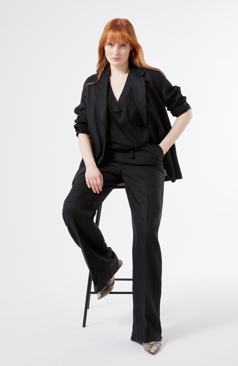Marina Rinaldi Tonale Linen Blazer, Alternate, color, Black