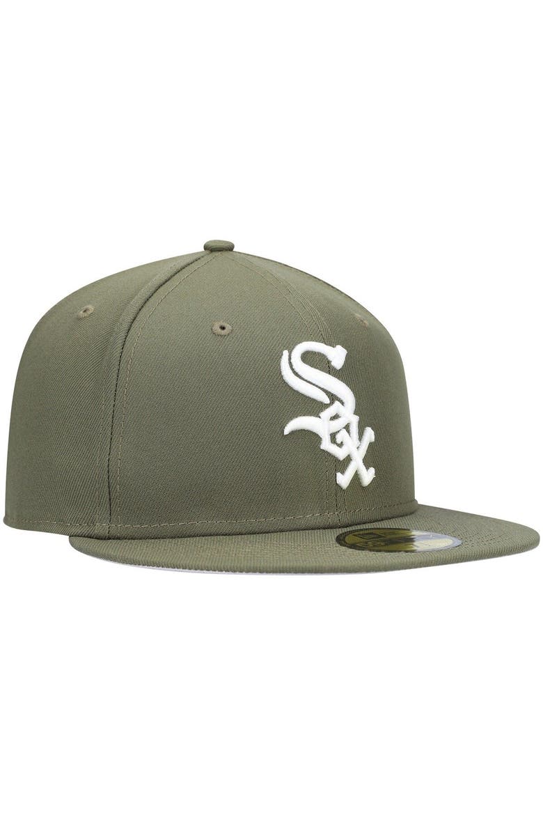 Men's New Era Olive Chicago White Sox White Logo 59FIFTY Fitted Hat, Alternate, color, Olive