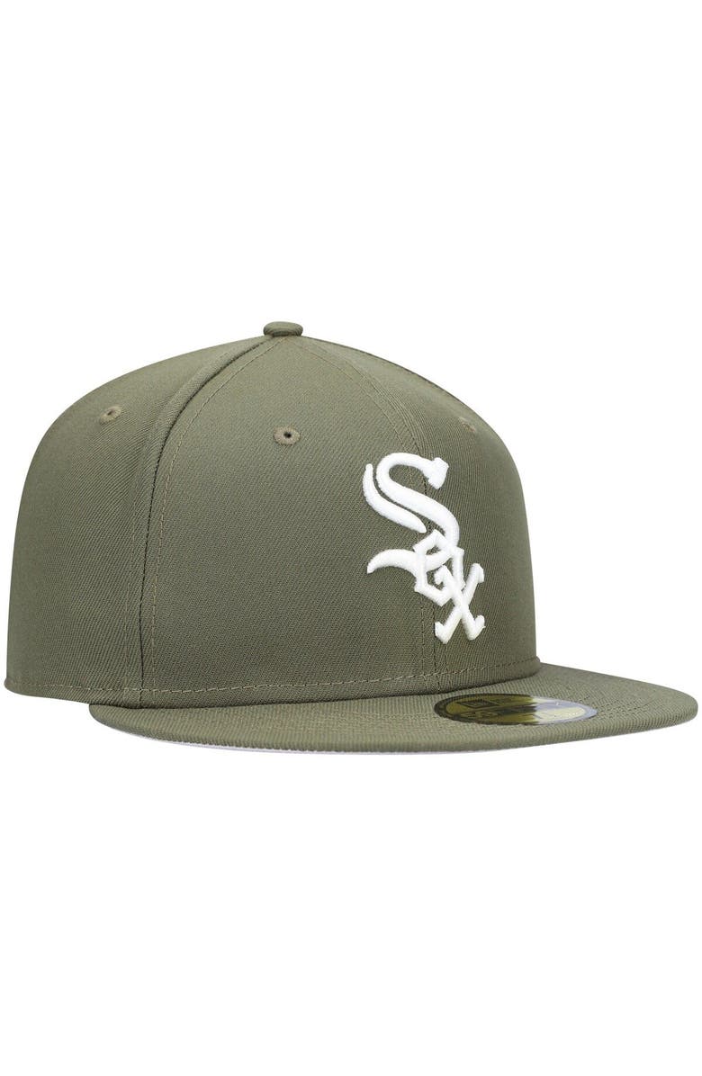 New Era Men's New Era Olive Chicago White Sox White Logo 59FIFTY Fitted Hat, Alternate, color, Olive