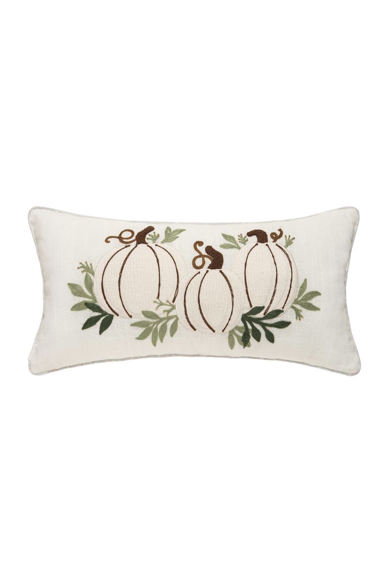 White Pumpkin Trio Lumbar Accent Pillow 12" x 24", Main, color, White