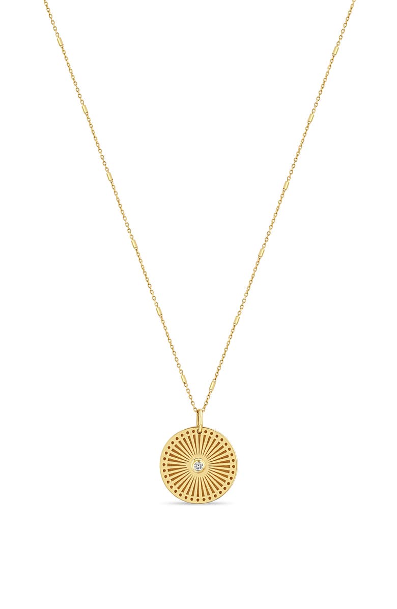 Zoë Chicco Small Sunbeam Diamond Medallion Necklace, Main, color, Yellow Gold/ Diamond