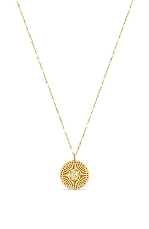 Zoë Chicco Small Sunbeam Diamond Medallion Necklace in Yellow Gold/diamond at Nordstrom, Size 18"