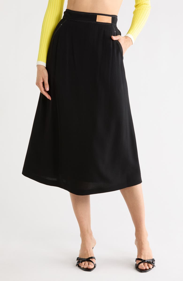 Longchamp Midi Skirt, Main, color, Black