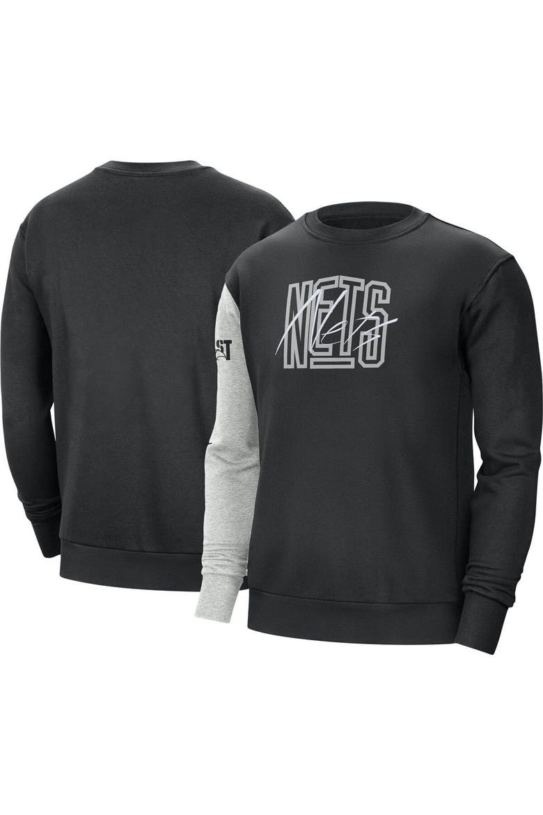 Men's Nike Black/Heather Gray Brooklyn Nets Courtside Versus Force & Flight Pullover Sweatshirt, Main, color, Black