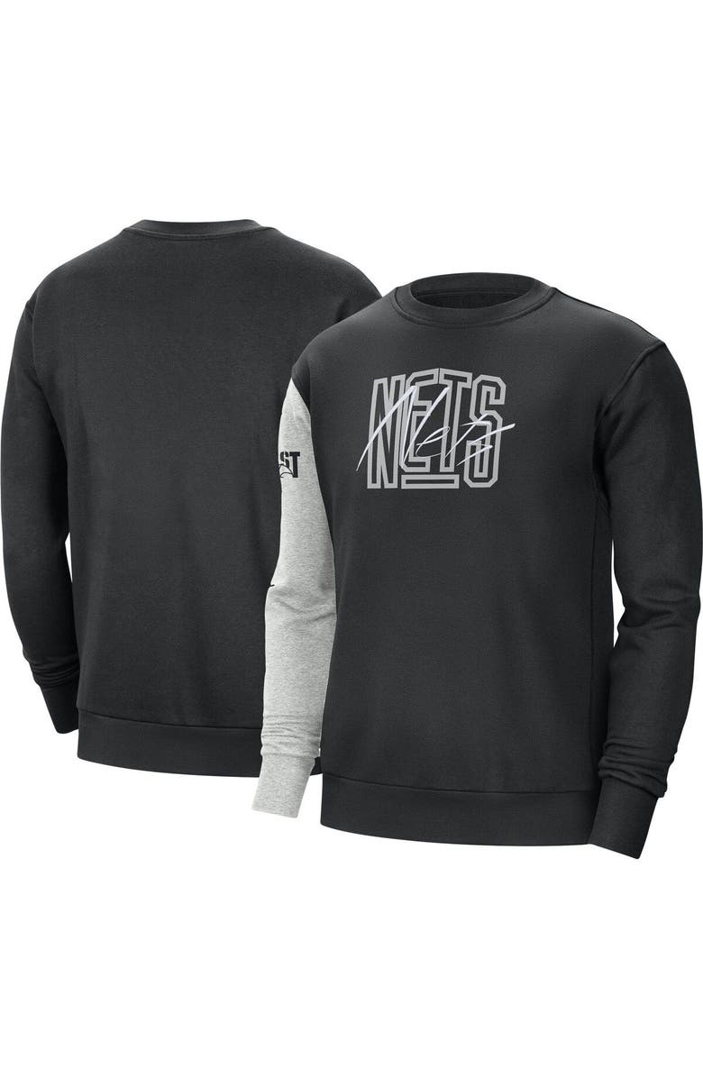Nike Men's Nike Black/Heather Gray Brooklyn Nets Courtside Versus Force & Flight Pullover Sweatshirt, Main, color, Black