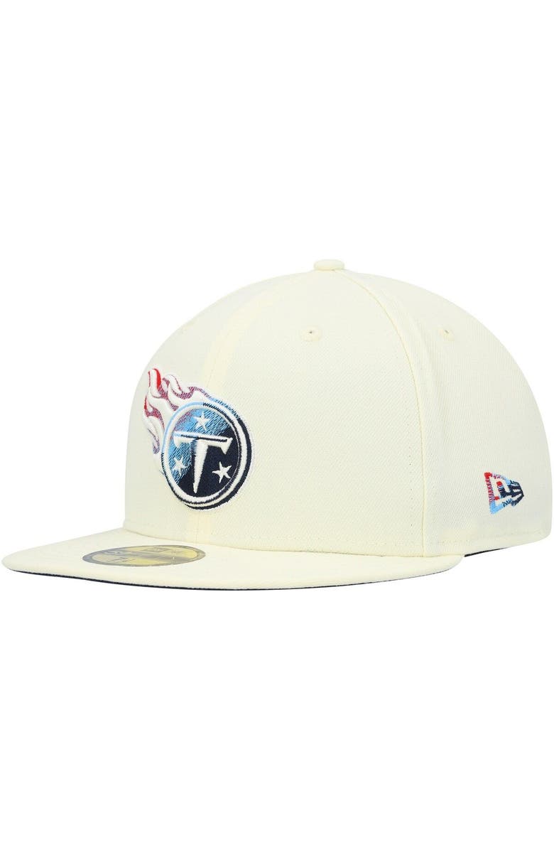 New Era Men's New Era Cream Tennessee Titans Chrome Color Dim 59FIFTY Fitted Hat, Main, color, Cream