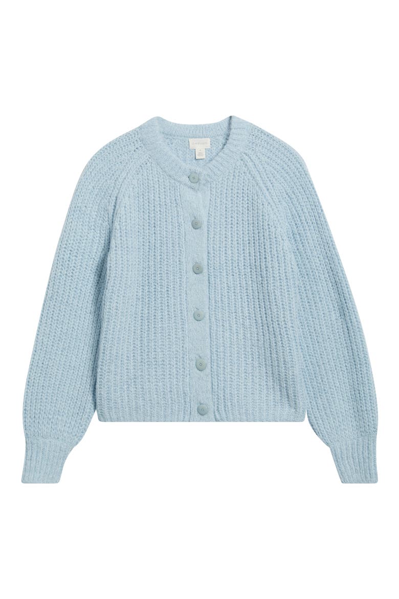 Metallic Shaker Stitch Cardigan, Alternate, color, BLUE SKYWAY