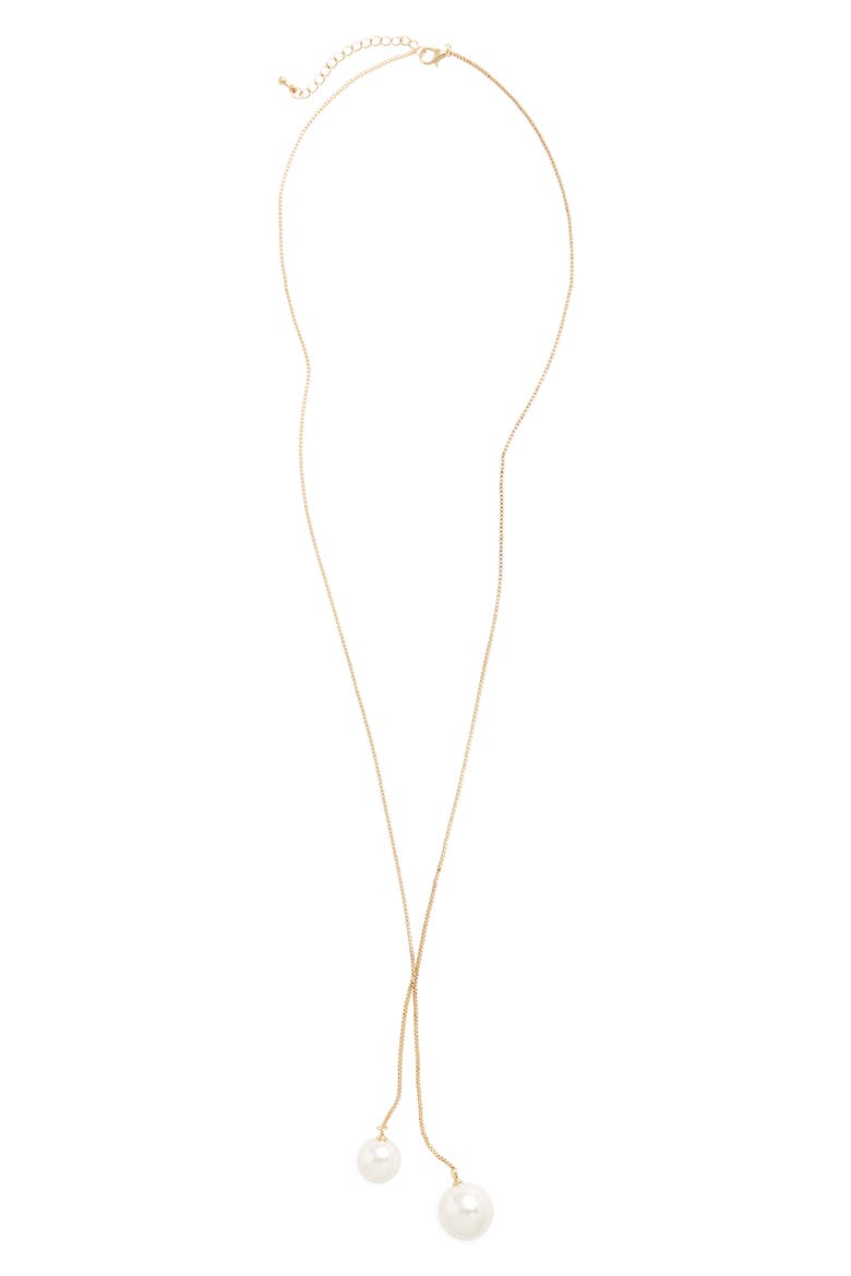 Faux Pearl Necklace, Main, color, IVORY/ GOLD