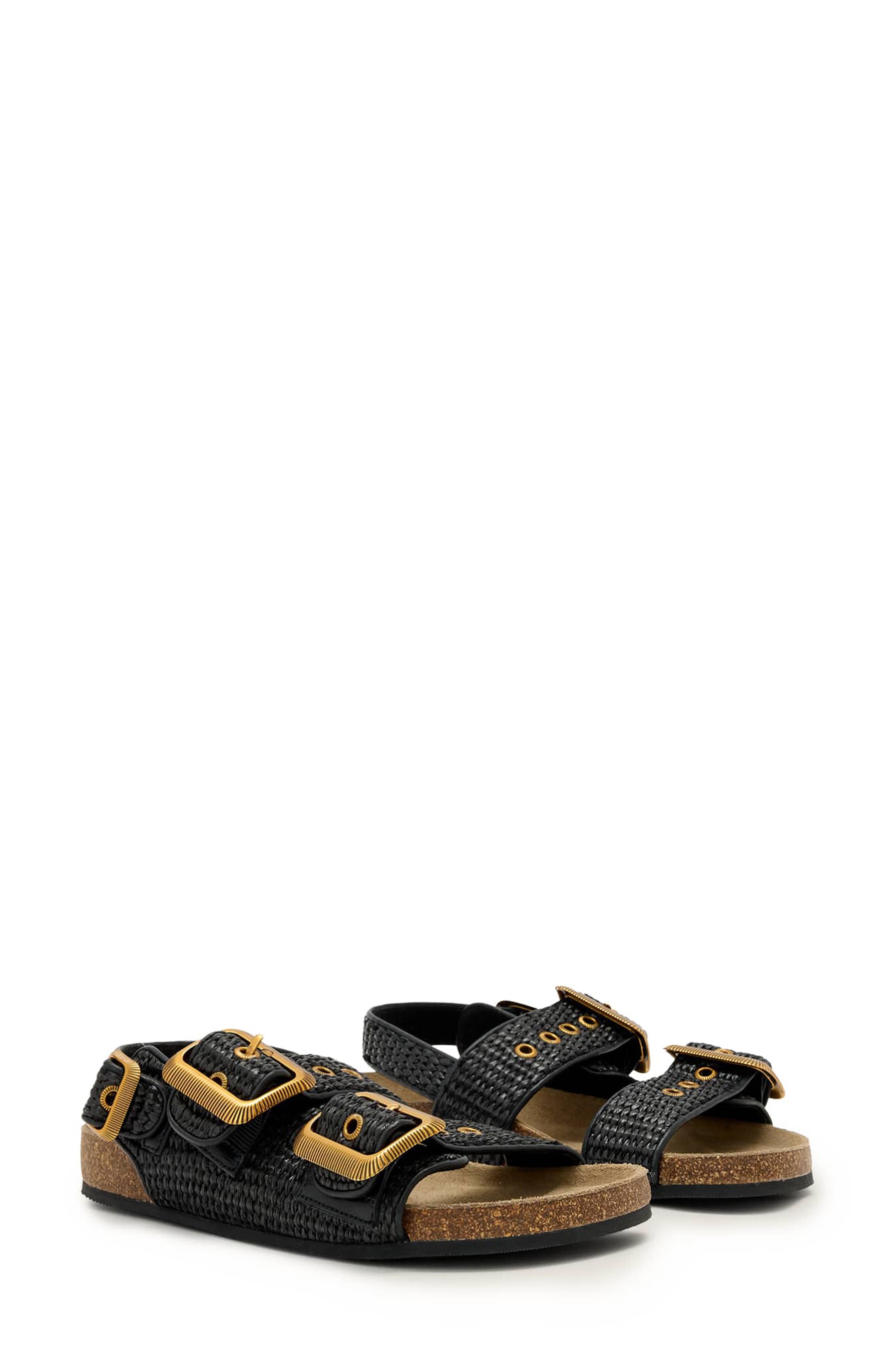 AllSaints Staffa Woven Slingback Sandal, Main, color, Black/ Black