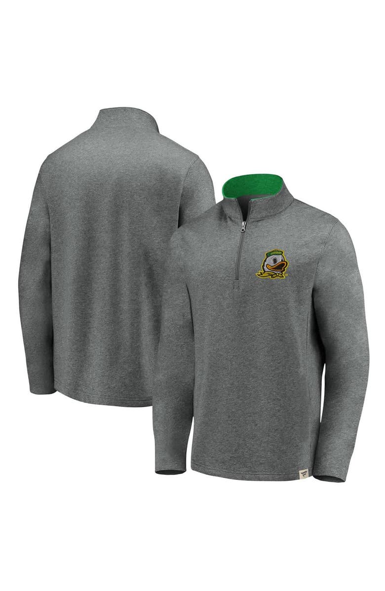 FANATICS Men's Fanatics Heather Gray Oregon Ducks True Classics Signature Fleece Quarter-Zip Pullover, Main, color, Heather Gray