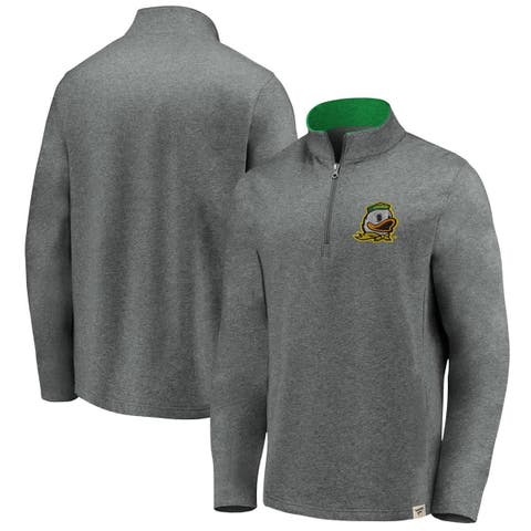 Men's Fanatics Heather Gray Oregon Ducks True Classics Signature Fleece Quarter-Zip Pullover