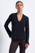 Franne Golde Luxe Stretch Long Sleeve V-Neck Top