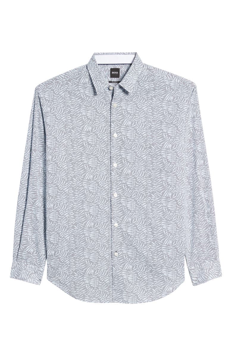BOSS Noah Relaxed Fit Leaf Print Button-Up Shirt, Alternate, color, 