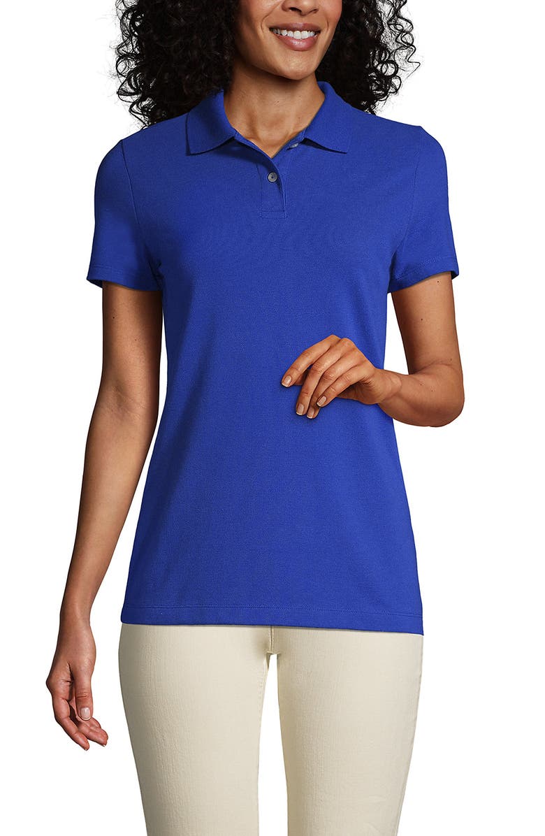 Lands' End Short Sleeve Basic Mesh Polo Shirt, Alternate, color, Dark Cobalt Blue