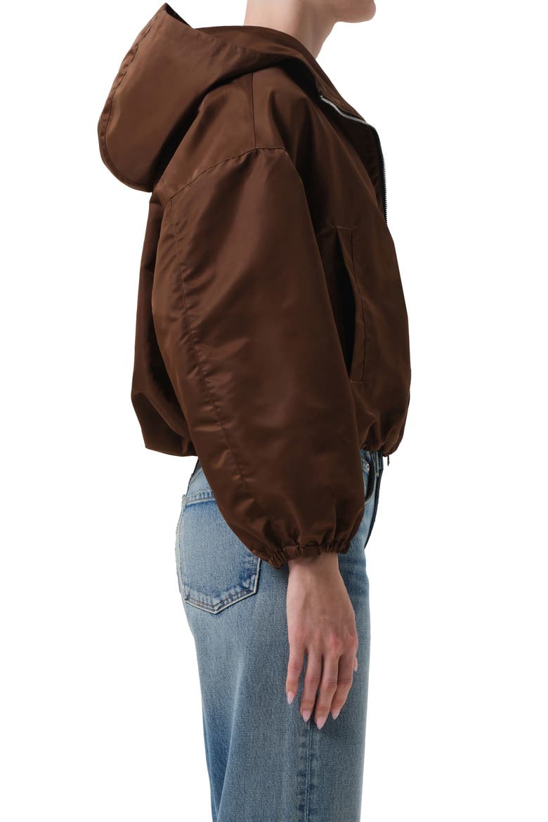 Crop Taffeta Windbreaker, Alternate, color, BROWN