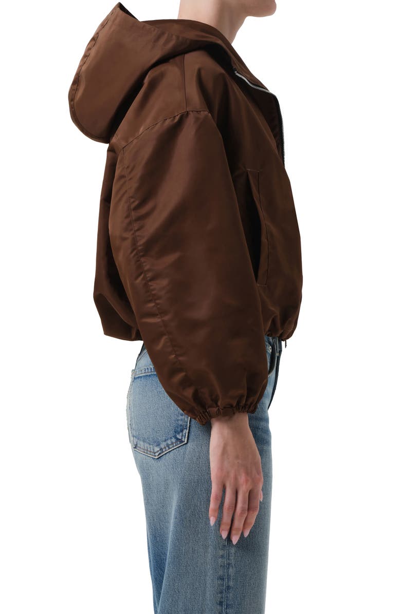 Citizens of Humanity Crop Cotton Taffeta Windbreaker, Alternate, color, Brown
