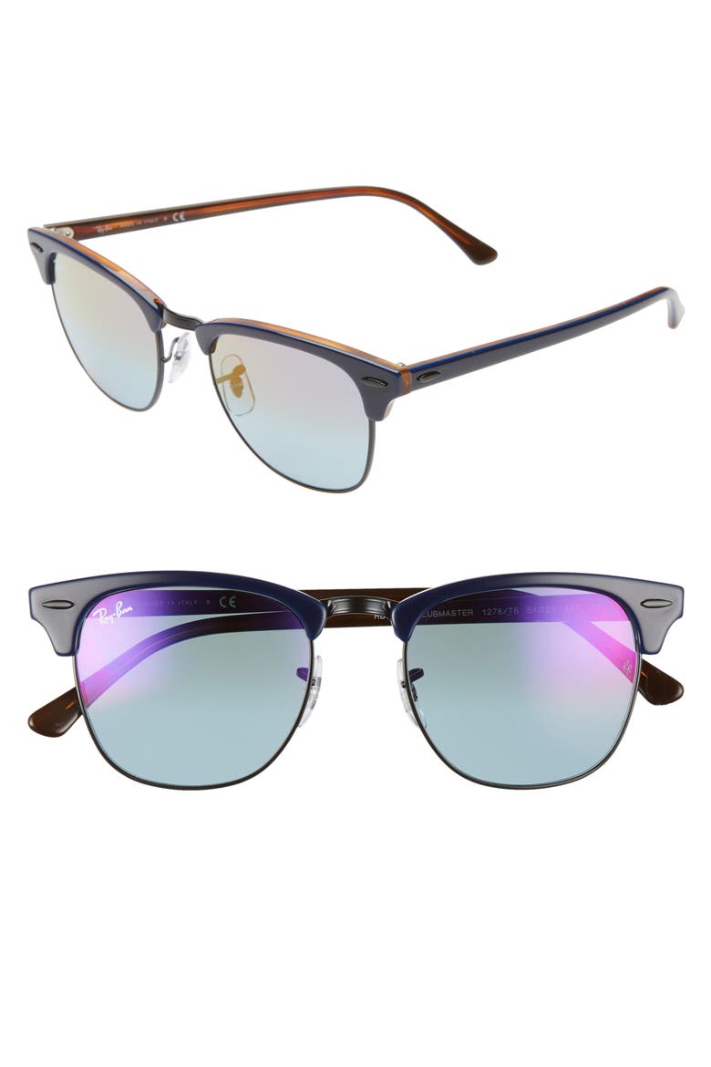 Clubmaster 51mm Sunglasses, Main, color, BLUE/ RED/ BLUE MIRROR