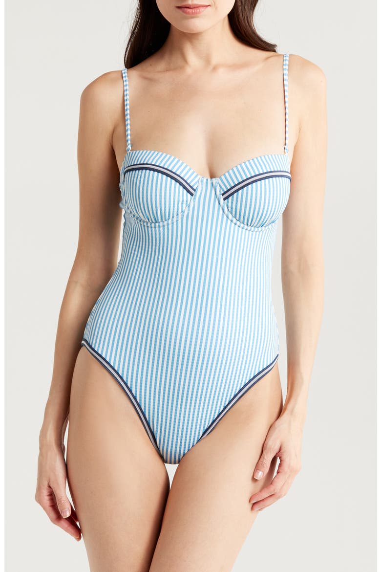 The Alma Underwire One-Piece Swimsuit, Alternate, color, FRENCH BLUE X BRULE STRIPE