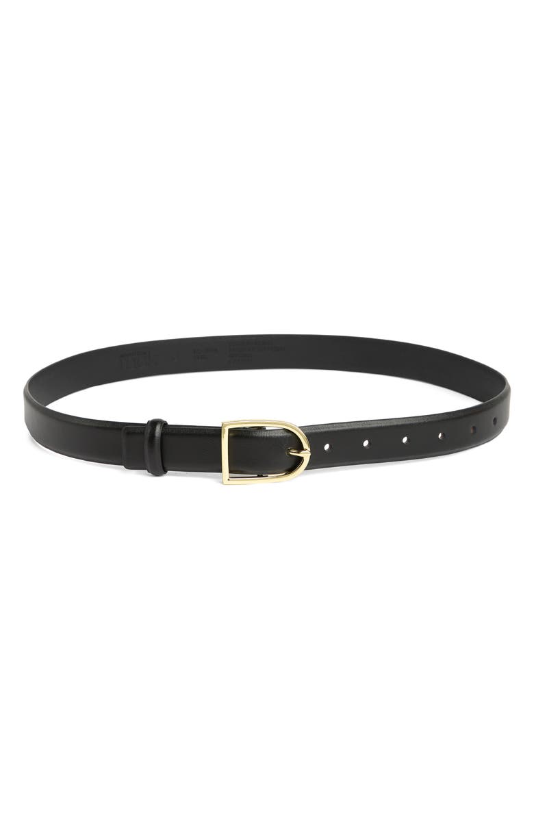 NORDSTROM RACK Asymmetrical Buckle Leather Belt, Main, color,