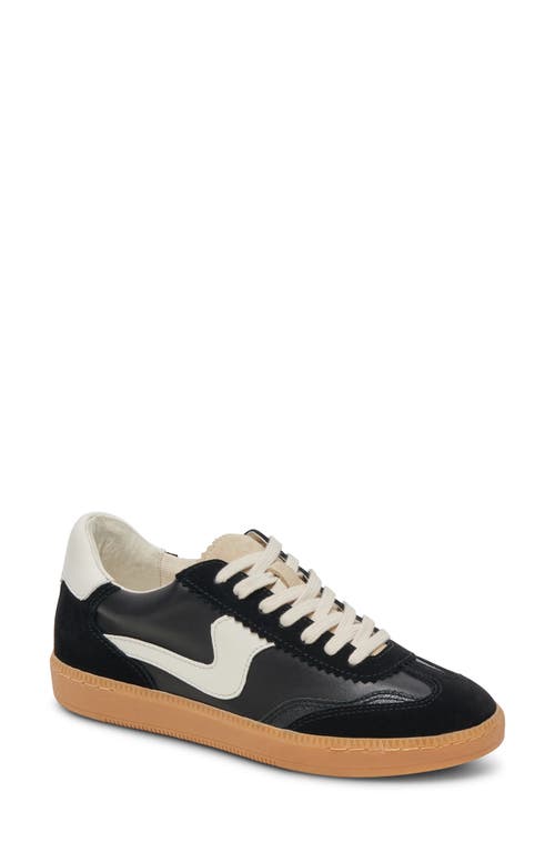 Dolce Vita Notice Black And White Leather Color Block Lace-up Sneakers