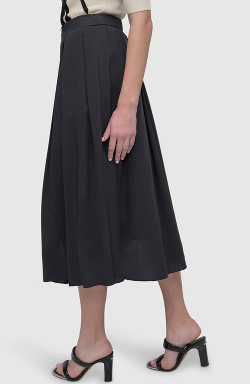 Dkny Sportswear Front Zip Pleat Parachute Midi Skirt In Black