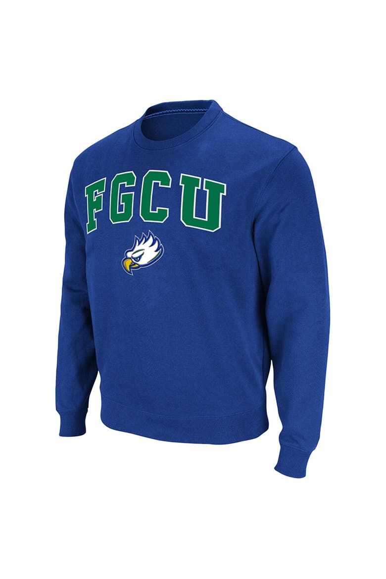 Men's Colosseum Royal Florida Gulf Coast Eagles Arch & Logo Pullover Sweatshirt, Alternate, color, Royal