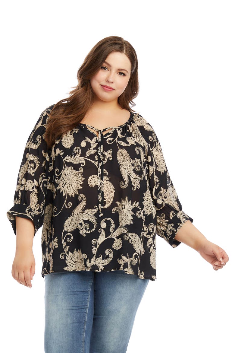 Blouson Sleeve Paisley Peasant Top, Alternate, color, PAISLEY