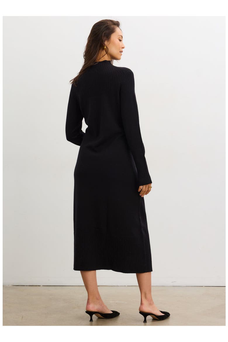 The Peyton Mockneck Sweater Dress, Alternate, color, Black